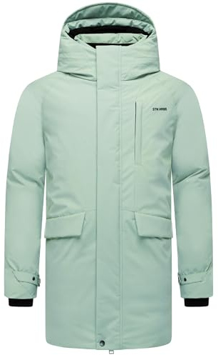 STONE HARBOUR Herr varm lång vinterrock med magnetisk täcklist och bröstficka Emriis XX S-3XL, Ice Green, L