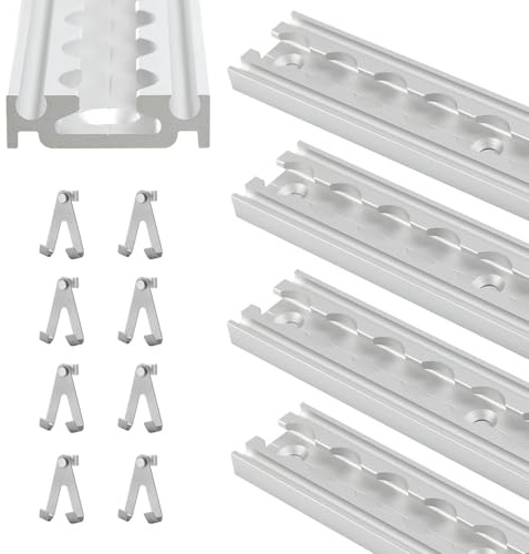 4 x 1 m Dockningsräls, halvcirka form med hål, dockningsräls med anodiserat aluminium, dockningsräls i aluminium, lastfästningssystem för lastbilar och husbilar