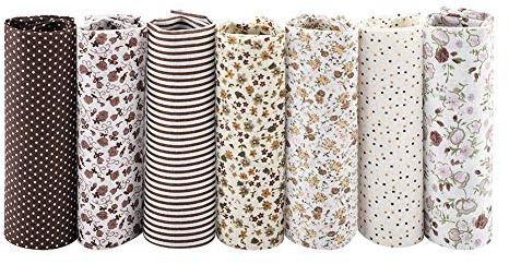 7 stycken bomullstyg för sömnad, 25 x 25 cm, bomullstyg, metervara, tygpaket, tygrester för sömnad, lapptäcke, tyger för quiltning, gör-det-själv, hantverk, hantverk (kaffepoint)