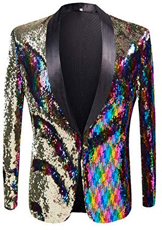PYJTRL Veste de Costume élégante à Paillettes pour Homme - Deux Couleurs