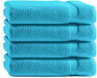 Class Home Collection Frottee Duschtücher 70x140 cm – 4er Set Duschtuch – Besonders weiche & saugfähige Duschtücher aus 100% Baumwolle mit Aufhänger – Türkis