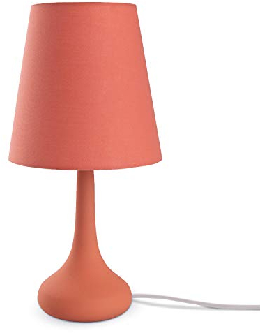 Paco Home Schreibtischlampe Tischlampe Nachttischlampe Tischleuchte Kinderzimmer Stofflampenschirm Modern Bunt Mit Kabel, Leuchtmittel: ohne Leuchtmittel, Farbe: Orange