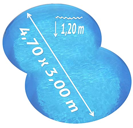 POOL Total Achtform-Set Bronze 4,70 x 3,00 x 1,20 m, Folie blau 0,80 mm, aufgestellt Blau