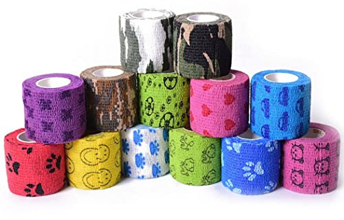 ZESLIV 10 Rolls Plaster Bandage Cohesive Self-Adhesive Bandages Yellow 2.5 cm x 4.5 m Quick Bandage Finger Plaster Wound Dressing for Pets Dogs Children Elastic Fixation Bandage