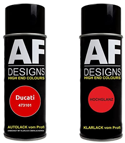 Alex Flittner Designs Motorradlack Spraydose Set für Ducati 473101 Anniversary Red Basislack Klarlack Sprühdose 400ml