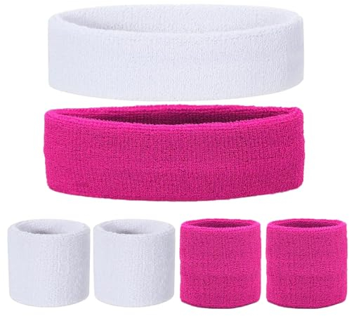 VIKY® 6 Stück Schweissband Handgelenk Schweissband Kopf Set, Fitness Schweißbänder Handgelenk, Absorbierende Schweißband Kinder Arm, Baumwoll Schweißband Stirn für Fußball, Basketball und Tennis Sport