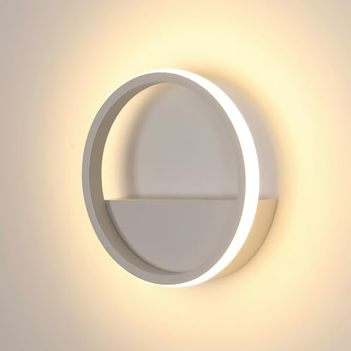 Riserva Aplique Pared Interior LED, 12W Redonda Lámpara de Pared Blanca Moderna, Creativo Luz pared LED para Salón, Dormitorio, Comedor, Pasillo Escalera, Blanco Cálido 3000K, Ø20CM