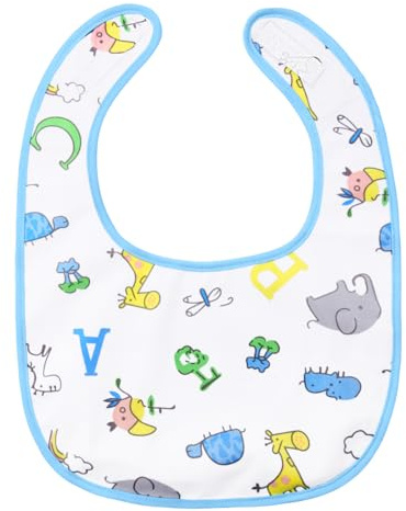 LittleForBig Bavaglino per adulti in cotone impermeabile con stampa con chiusura regolabile in velcro, motivo giraffa e animali dello zoo, Animali giraffa e zoo, Taglia unica