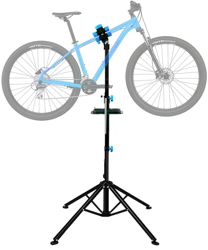 ZENO Bike Stand | Bike Repair Stand | Heavy Duty Folding Bicycle Workshop Stand | Height Adjustable Bike Rack | Mountain Bike Work Tool with a Front Wheel Stabilizer | 193CM