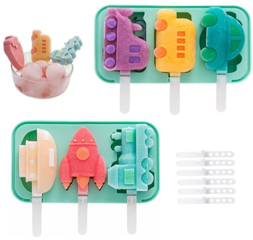 MARUKO Lot de 2 Moules à Glace en Silicone sans BPA pour les Enfants et les Adultes, DIY Moule Glace à l'eau Réutilisables pour la Crème Glacée (Vert)