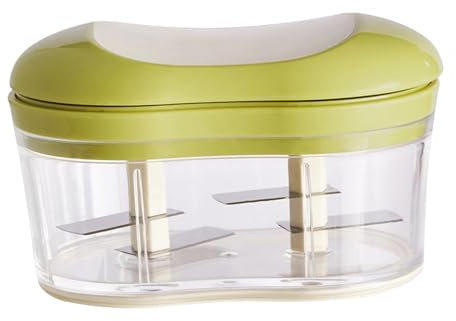 Milageto Tritatutto a mano con taglierina per aglio con coperchio Robot da cucina manuale Tritatutto per aglio per di cipolla vegetale, Verde
