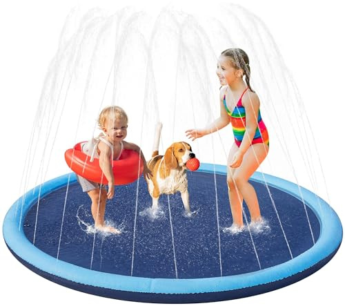 Yaheetech 170 cm Splash Pad for Kids/Dogs, Water Sprinkler for Kids Anti Slip Children Water Play Toy Outdoor Splash Play Mat Paddling Pools for Toddlers/Summer/Garden (170cm, Blue)
