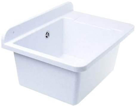 Aqbau handfat 505 mm, diskbänk med utdragbar enhandsblandare vit, granit