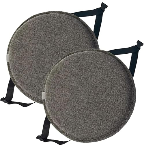 uyeoco Rundes Stuhlkissen, Rundes Memory-Schaum-Sitzkissen,30 X 30 Cm/35 X 35 Cm/40 X 40 Cm/45 X 45 cm, rutschfeste Runde Stuhlpolster mit elastischen Bändern Schnallen(#1,2pcs 30cm/11.8in)