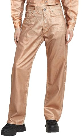 G-STAR Para Mujer Jeans Bowey 3D Boyfriend, Rosa (Shiny Peach Metal Coating D25372-D551-H088), 33W / 32L