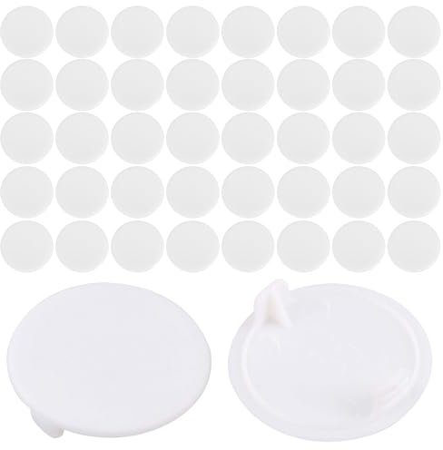 VPB 40 Stück Schrauben-Kappen zum Eindrücken, Selbstklebende Abdeckkappen für Möbel, Schrauben-Abdeckungen rund, Schraubenabdeckung, Möbel-Abdeckkappen Kunststoff weiß (Ø 35 mm )