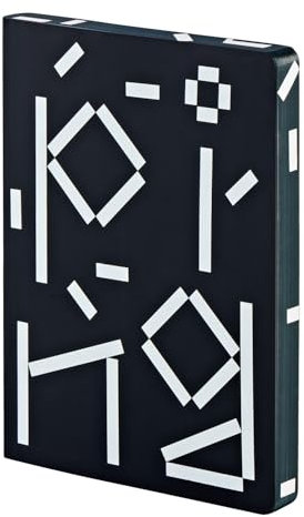 nuuna Notizbuch A5+ | Graphic L - Ping Pong | 3,5 mm Punktraster | 256 nummerierte Seiten | 120 g Premium-Papier | Leder schwarz | nachhaltig produziert in Deutschland