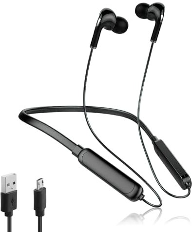 Pennle Bluetooth Neckband Headphones Sport Bluetooth Earphones Wired for Running IPX Waterproof Sweat Earphones Wireless Bluetooth Earbuds Noise Cancelling for Cycling Workout GYM Home Office, Black