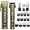 GLAKER Cortapelos y Cortabarbas 6 en 1 para Hombres, Cortapelos Profesional para Cortes de Cabello, Cortapelos Inalámbrico, Recortador de Vello Nasal y Facial, Bigote, Afeitadora Corporal (Gold)