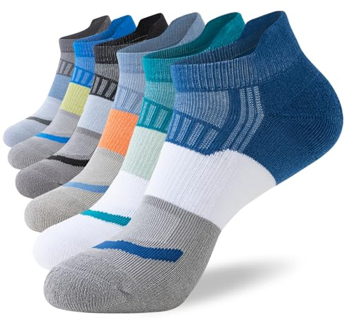 Cirorld Trainer Socks for Men, 6 Pairs Full Cushioned Ankle Running Socks, Low Cut Breathable Comfortable Cotton Socks, Sports Socks for Walking, Hiking, Running, Cycling，Multicolour 9-11