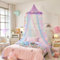 Temopow Rainbow Bed Canopy with Led Light Colorful Mesh Stitching Mosquito Net Princess Dome Mesh Bed Canopy for Bedroom Decoration Princess Bed Netting