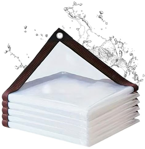 bssmmai Bâche imperméable, avec œillets, 2 x 3 m, transparente, protection contre la pluie, résistante aux intempéries, imperméable, pour l'extérieur, serre