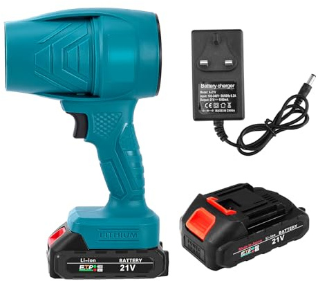 Small Cordless Leaf Blower, 38000RPM High-Power Blower, Stepless speed change, 1 * 21V Battery & 1 Fast Charge, Handheld Electric Blower for Home Cleaning Leaf Blowing, Car, Garden (Blue)