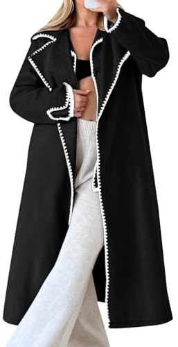 Trench Coat Femme Manteau Long Hiver Chaud en Laine Chic Winter Coats for Women Bouillie Parka Mi Saison Peau Retournée Manteaux Très Chaude Oversize d'hiver Veste Caban Mi-Long Grande Taille Et