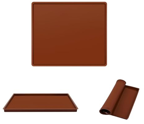Tappetino da forno in silicone 30 x 40 cm con bordi alti, antiaderente e riutilizzabile, adatto per forni, disidratatori, pasticceria, sushi e produzione di dolci.