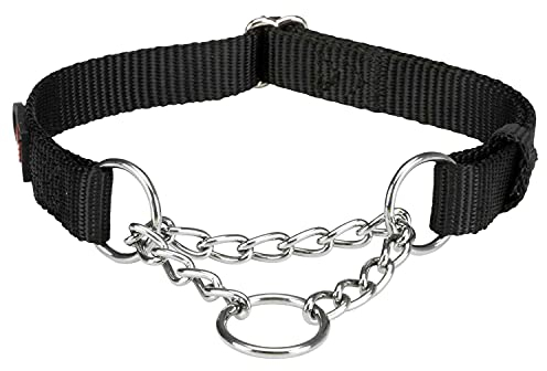 TRIXIE Premium Zug-Stopp Halsband Größe S–M: Halsumfang 30–40 cm/15 mm in schwarz - stufenlos verstellbares Hundehalsband für kleine bis mittelgroße Hunde, einfacher Verschluss, 202701