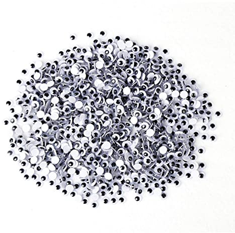 DECORA 1000pcs Round Plastic Black Googly Wiggle Eyes Self-Adhesive Wide Variety Assorted Sizes