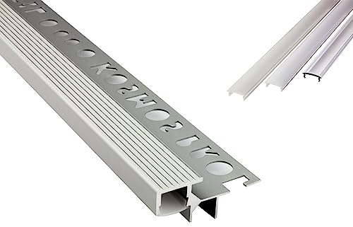 tktrading24 T-40 LED Premium Treppenprofil Alu Fliesenprofil 10mm silber - 2m opal