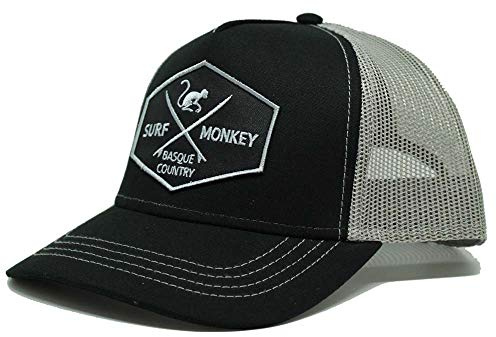 DRESSED IN MUSIC PLAY WITH ME Trucker Kappe - Halbrunder Schirm - Snapback-Verschluss - 5-Panel Design - Herren/Damen Einheitsgröße - Surf Monkey® (Schwarzgrau)