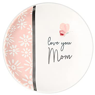 Pavilion Gift Company Keepsake Tray-Love You Mom Jewelry Dish, 4 Round, Pink
