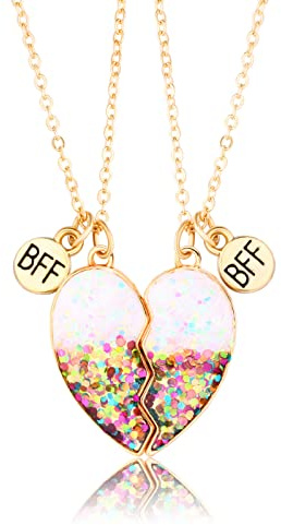 2 pezzi BFF collana donna,collane donne,collana ragazza collana,catenina argento, Collana Pendente Amicizia Set per 2 Ragazze Regalo di Compleanno per Migliori Amici