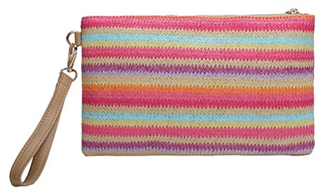 liuduo Money Beach Lange Tasche Bunte handgewebte Strohtasche Handgemacht Vintage Tragbar Elegant Einfach Exquisit zum Einkaufen