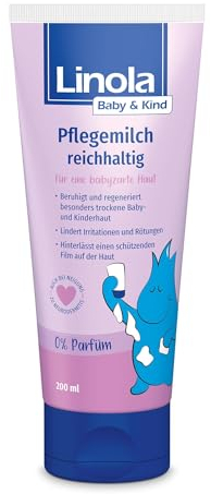 Linola Baby & Kind reichhaltige Pflegemilch - 1 x 200 ml - Für Gesicht und Körper | reichhaltige Hautmilch für sehr trockene Baby- und Kinderhaut
