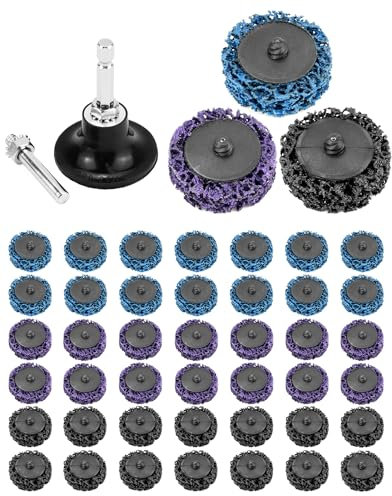 QWORK® disco de lijado CSD de 46 piezas, juego de discos de limpieza, 50 mm, 3 colores, para desoxidar y pulir