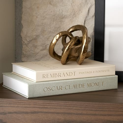 Beautiful Decorative Books - Set of 2 Linen Boxes Enhance Your Coffee Table, Bookshelf or Mantel Decor - Aesthetic Fake/Faux Books for Modern Home Decoration, Photo Storage and as a Keepsake Box