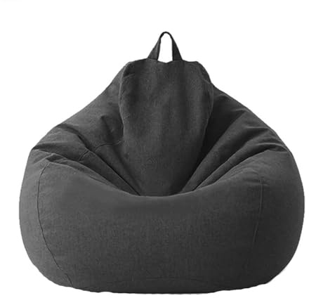 UGEFKMQ Silla De Juego Puf Funda para Silla Puf para Adultos Grande con Respaldo Alto Funda para Sofá Reclinable Bolsa para Juegos Lino Suave Cómodo (Sin Relleno),Gris Oscuro,80Cm*90Cm