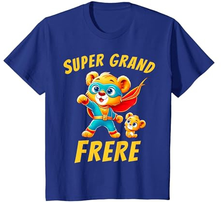 Annonce Grossesse Super Grand Frère - Tee Shirt Futur Frère T-Shirt, Enfant, Bleu Royal, 4 Ans