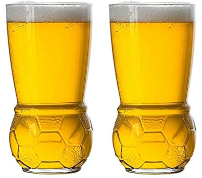 Copas de cerveza,Copas de beber, Jarra de cerveza con forma de balón de fútbol, ​​jarras de cerveza de barril, taza de bebida de jugo de trigo, taza de agua for el hogar, 16 onzas, 2 piezas, jarra de