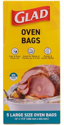 Glad Bolsas de horno de gran tamaño para carnes y aves de corral, sin BPA, para asados tiernos y jugosos con limpieza rápida y fácil, bolsas de cocina, bolsas para asar, grandes de 16 x 17.5 pulgadas,