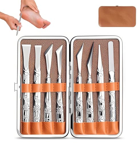 ORARTMM Kit Manicure E Pedicure Professionale 8 Pezzi Con Tagliaunghie, Lima Per Unghie, Taglia Cuticole, Tronchesino Unghie E Raspa Piedi Professionale,Cura Dei Piedi, Rimozione Calli