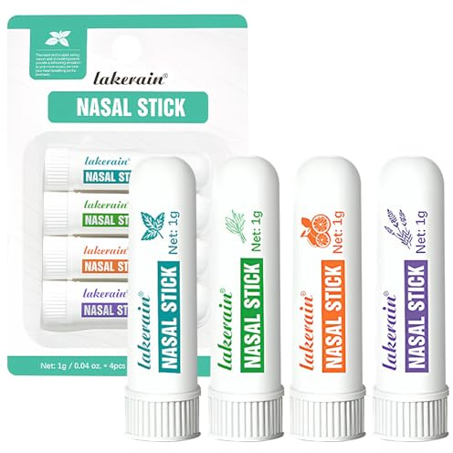 4 pezzi Nasal Stick, inalatore nasale aromaterapia alla menta, bastoncini profumati per oli essenziali, tubi per inalatore per viaggi e aumentare la concentrazione e Cleaning the Nasal Passages