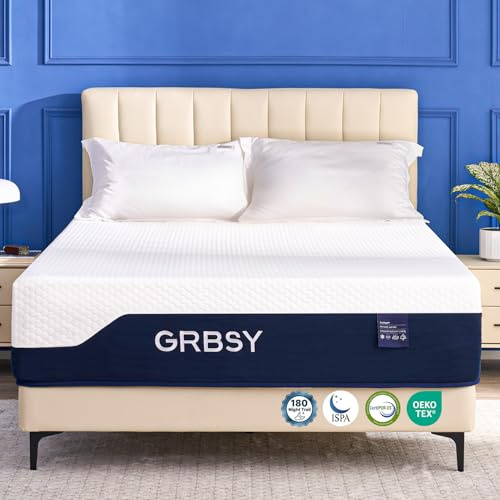 Grbsy 14 Inch Queen Mattress Firm - Cooling Gel Memory Foam Mattress, Removable IceSilk Cover, Back Pain Relief & Motion Isolation, CertiPUR-US Safe Foam, Fiberglass-Free, Queen Bed Mattress in a Box