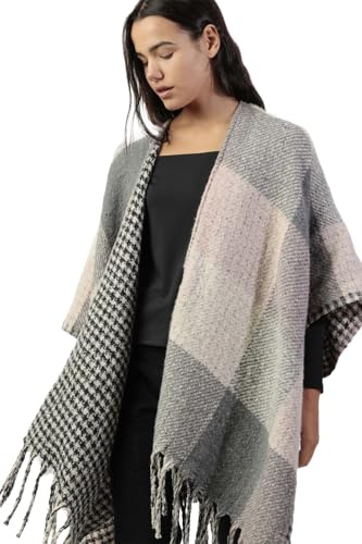 ADMAS Poncho de Punto Abierto Doble Cara Trendy Layers para Mujer