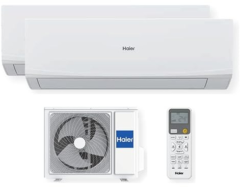 Haier Sphera Climatizzatore Dual 9000+12000 Btu, R32, Inverter, Self Clean, UVC Pro, Display Led, Wifi Integrato, A++A+