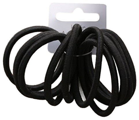 Set of 10 Black Thick Snag Free Endless Hair Elastics Bobbles Hair Bands
