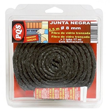 PQS Joint tresse 2,5 m + tube de colle réfractaire 50 ml pour poêle